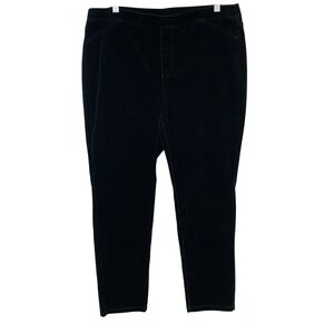 J Jill Black Pull On Corduroy Pants Woman Large Tapered Stretch Pockets Workwear